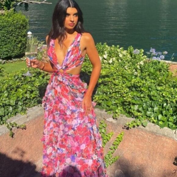 Mac Duggal 68076 Ruffle Floral Cut Out Dress - Picture 2 of 15